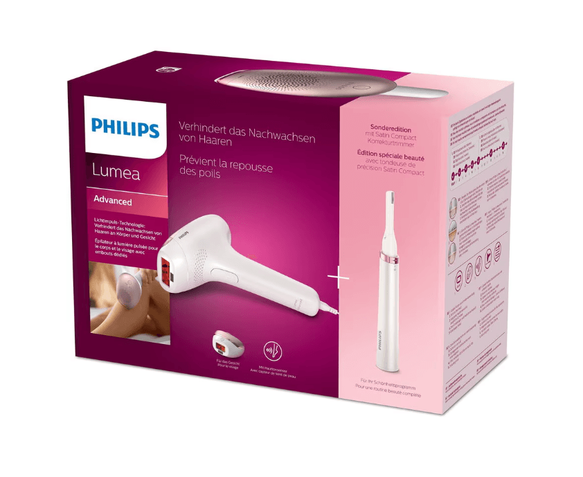 Epilator IPL PHILIPS Lumea Avanced BRI921/00, 250.000 impulsuri, 1 accesoriu, retea, alb-roz + Trimmer — miniatură