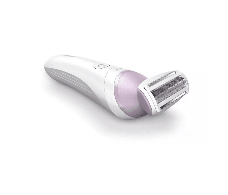 Aparat de ras fara fir umed si uscat PHILIPS Lady Shaver Seria 6000 BRL136/00, Wet&Dry, 40 min utilizare, Manusa exfoliere, Alb/Mov, L x A x I (mm) 60x120x185 — miniatură