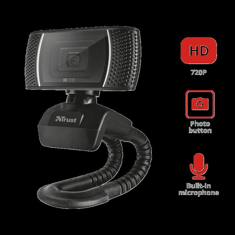 Camera Web Trust Trino, rezolutie video HD, USB 2.0, Negru
