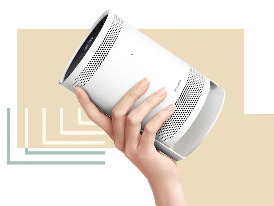 Videoproiector portabil Samsung Freestyle 2nd Gen. LFF3CL, FHD 1920* 1080, 100''/ 254 cm la maxim 2.7 m departare de ecran, 100.000:1, 16:9, LED 230 lumeni, HDR/ HDR10+, HLG, difuzor 360 gr, 5W, Bluetooth Audio, Sistem de operare Tizen, Sound Wall, HDMI, WiFi5, Bluetooth, Anynet+ (HDMI-CEC), 1.4 kg