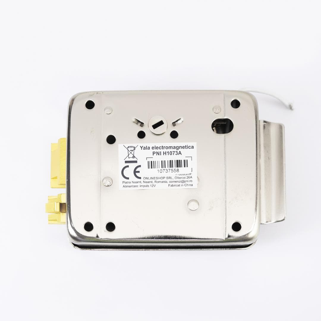 PNI Yala electromagnetica H1073A din otel, cu butuc Fail Secure NO, Se potriveste solutiilor de interfon cu intercom sau sistemelor de control acces, Alimentare: 12V, 1A, carcasa din otel inoxidabi, Dust proof, Watwr resistant 100l/min, Dimensiuni: 129x105x39mm, greutate: 1117g, 3 chei. — miniatură