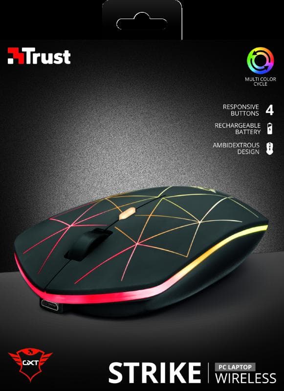 Mouse Gaming Wireless Trust GXT 117 Strike, 1400 dpi, Negru — miniatură