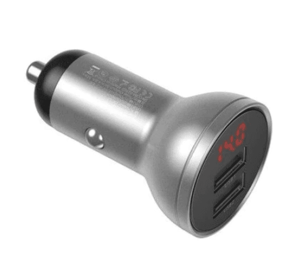 Incarcato auto Baseus Digital Display, 2 x USB Output 5V/4.8A, total output 24W, pt. bricheta auto, afisaj digital, argintiu — miniatură