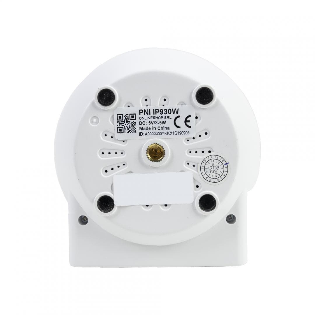 Camera supraveghere video PNI IP930W 1080P 2 MP cu IP P2P PTZ wireless, slot card microSD, Senzor imagine: 1/2.7, 2MP, 1080p, Lentila: f:3.6mm, Compresie imagine: H.264, 20fps/25fps 1080P (1280x720P), Rezolutii: 1080P (1920x1080) / 720P ( 1028x720), Microfon integrat, Difuzor integrat, 1 x 10/100 — miniatură