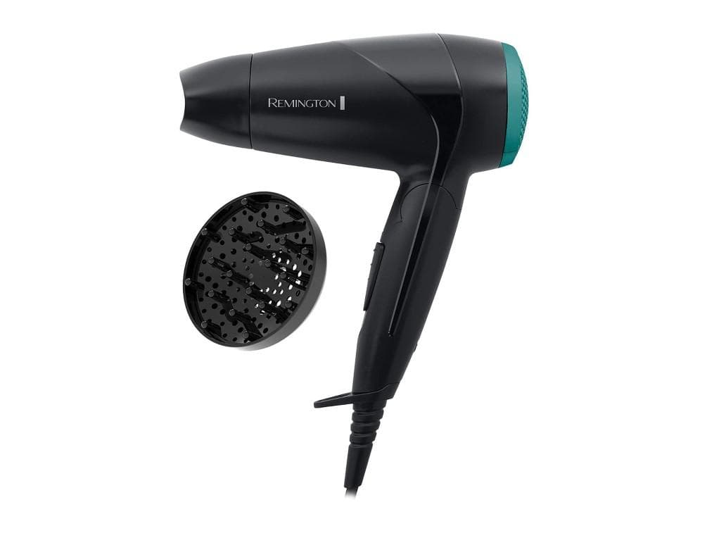 Uscator de par Remington On The Go D1500, 2000 W, 2 setari, Concentrator, Difuzor, Negru/Verde