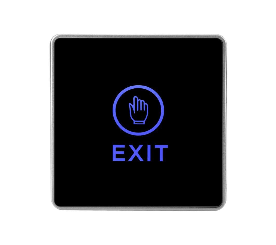 Buton de iesire cu touchscreen, aplicabil, ND-EB17-1; Iesire contact:NO/NC; Icon: hand; LED stare Bi-color: albastru- verde; Materia lplastic; Dimensiuni: (L x W x H) 86 x 86 x 20mm;