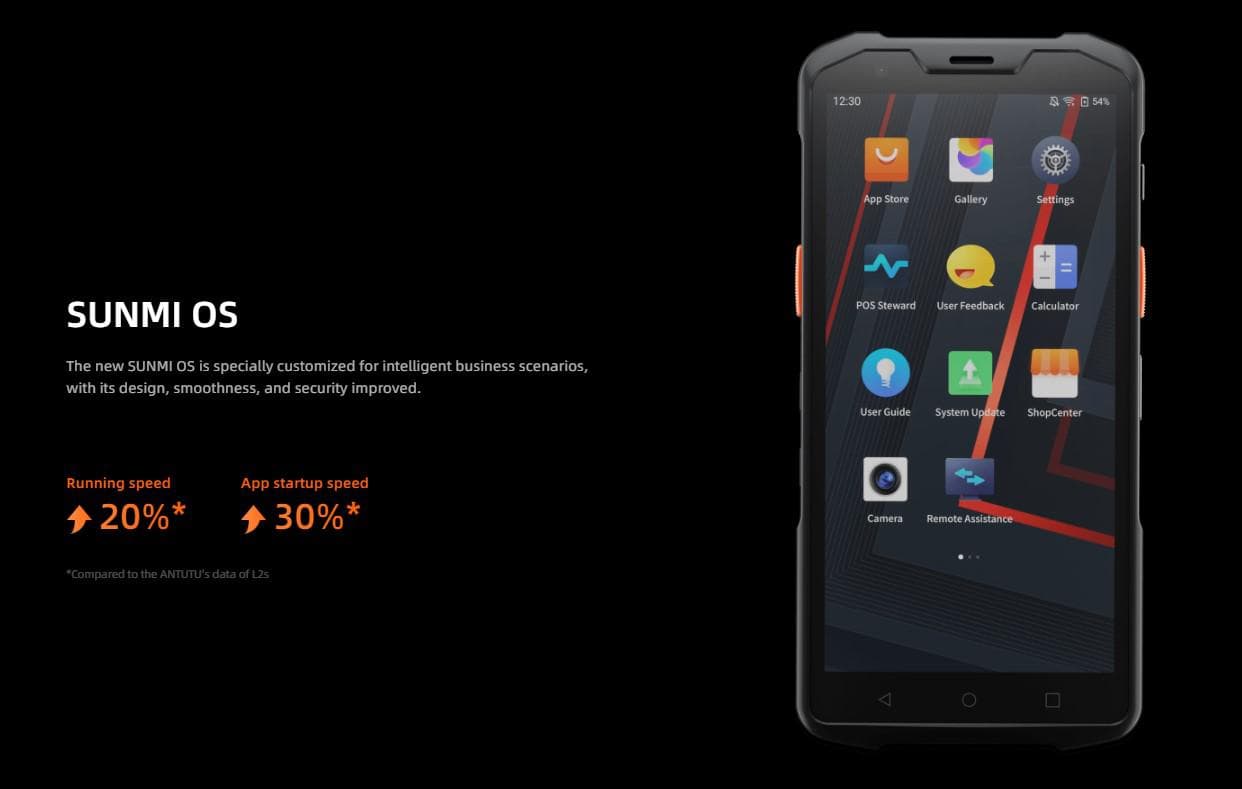 SUNMI MOBILE T8911 L2H - Handheld Wireless Terminal, Android 11, 4GB + 64GB, 16MP rear + 5MP front cameras, 2D Scanner, Fingerprint, GMS — miniatură