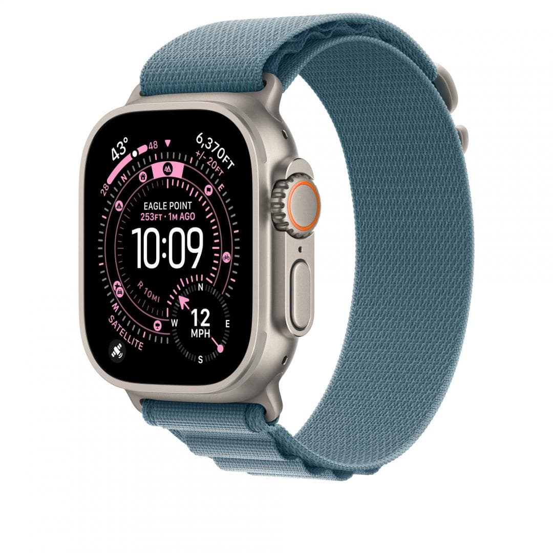 Curea pentru Apple Watch 49mm Light Blue Alpine Loop - Small - Natural TitaniumFinish — miniatură