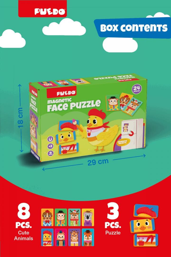 PUZZLE MAGNETIC DIN SPUMA EVA CU FEȚE, PUEDO — miniatură