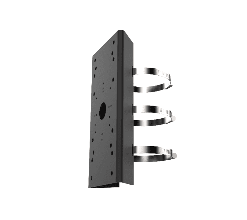 Suport de montaj pe stalp Hikvision DS-1275ZJ-SUS BLACK, material otel inoxidabil, dimensiuni: 127 mm × 46 mm × 250 mm, greutate: 1480 g