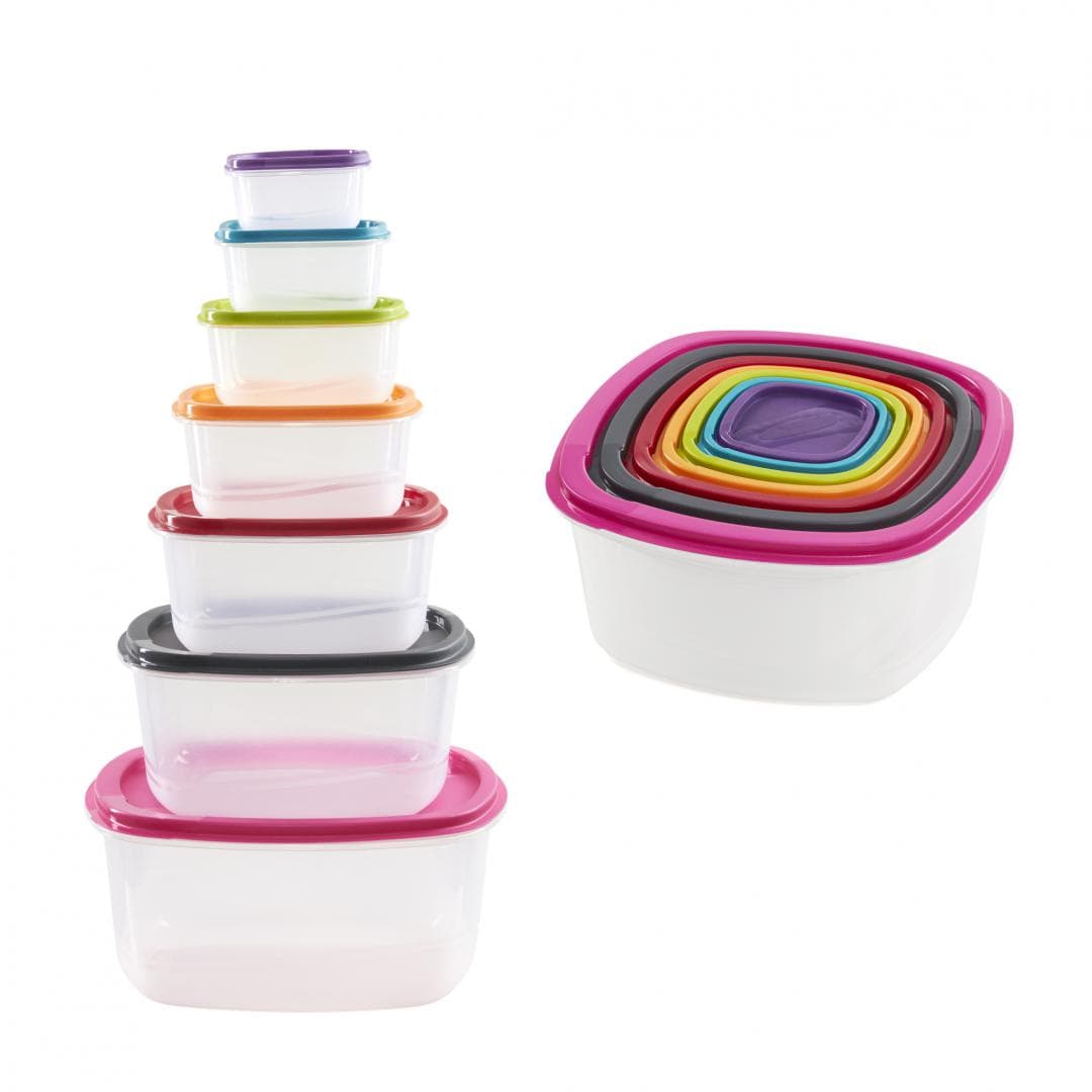 SET 7 CASEROLE PATRATE CU CAPACE,PLASTIC, VANORA HOME — miniatură