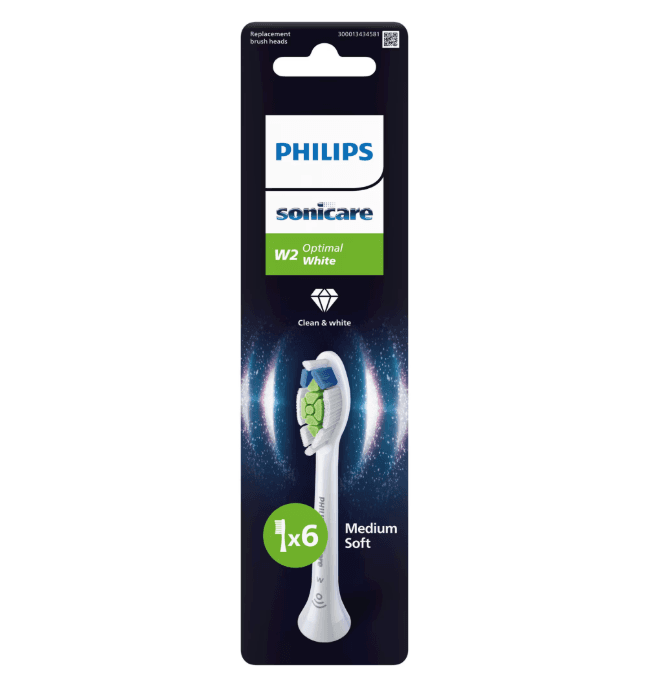 Rezerve Philips Sonicare Optimal White HX6066/87, pachet de 6 capete de periere, Standard, click-on, sincronizarea modurilor BrushSync, Alb — miniatură