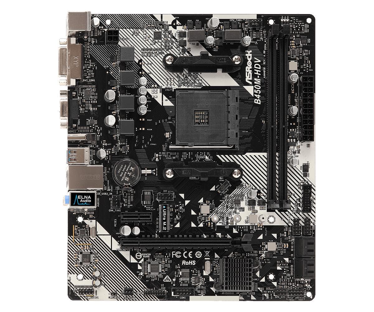 Placa de baza ASRock B450M-HDV R4.0, Socket AM4, DDR4, Micro-ATX — miniatură