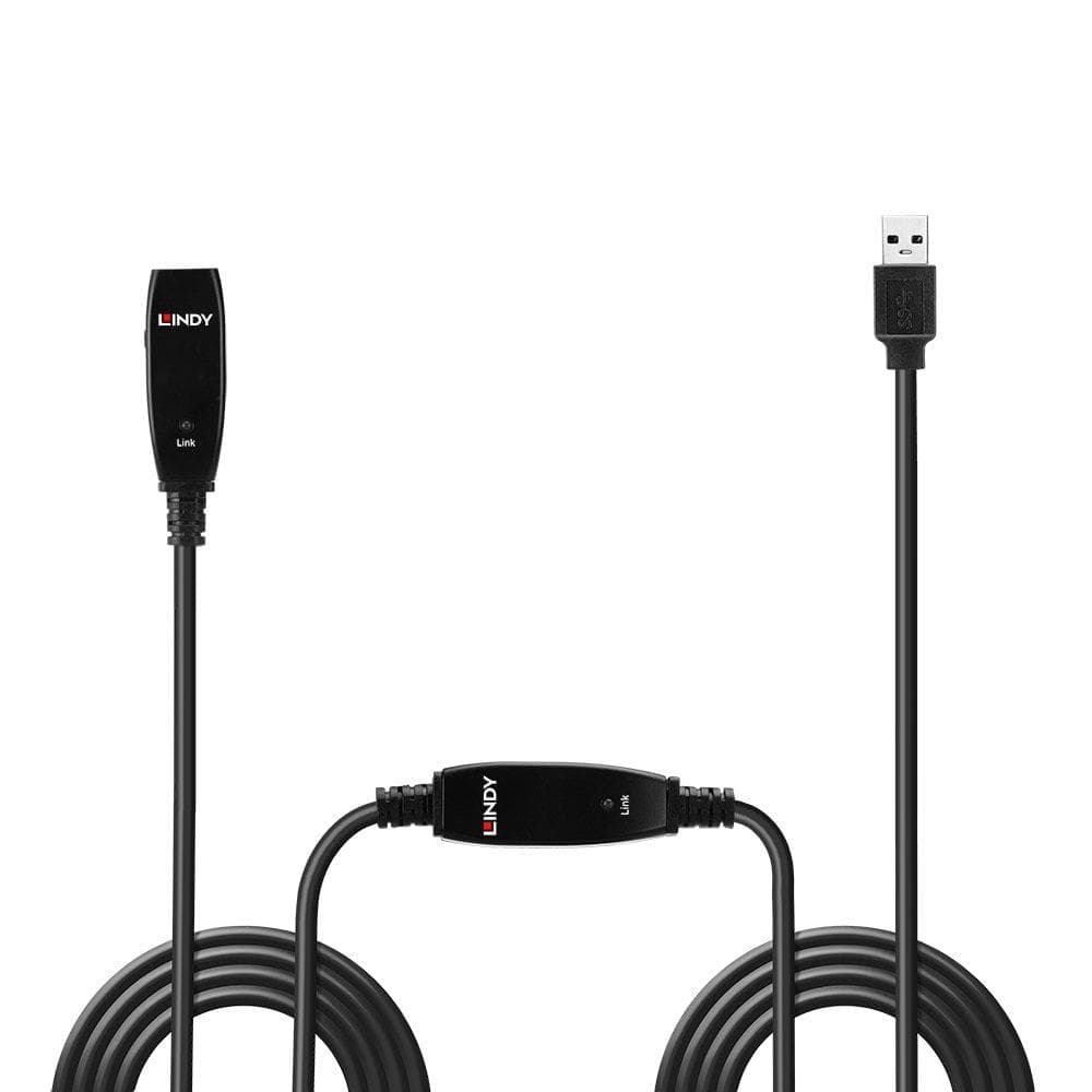 Cablu Lindy 15m USB 3.0 Active Extension Slim, negru — miniatură