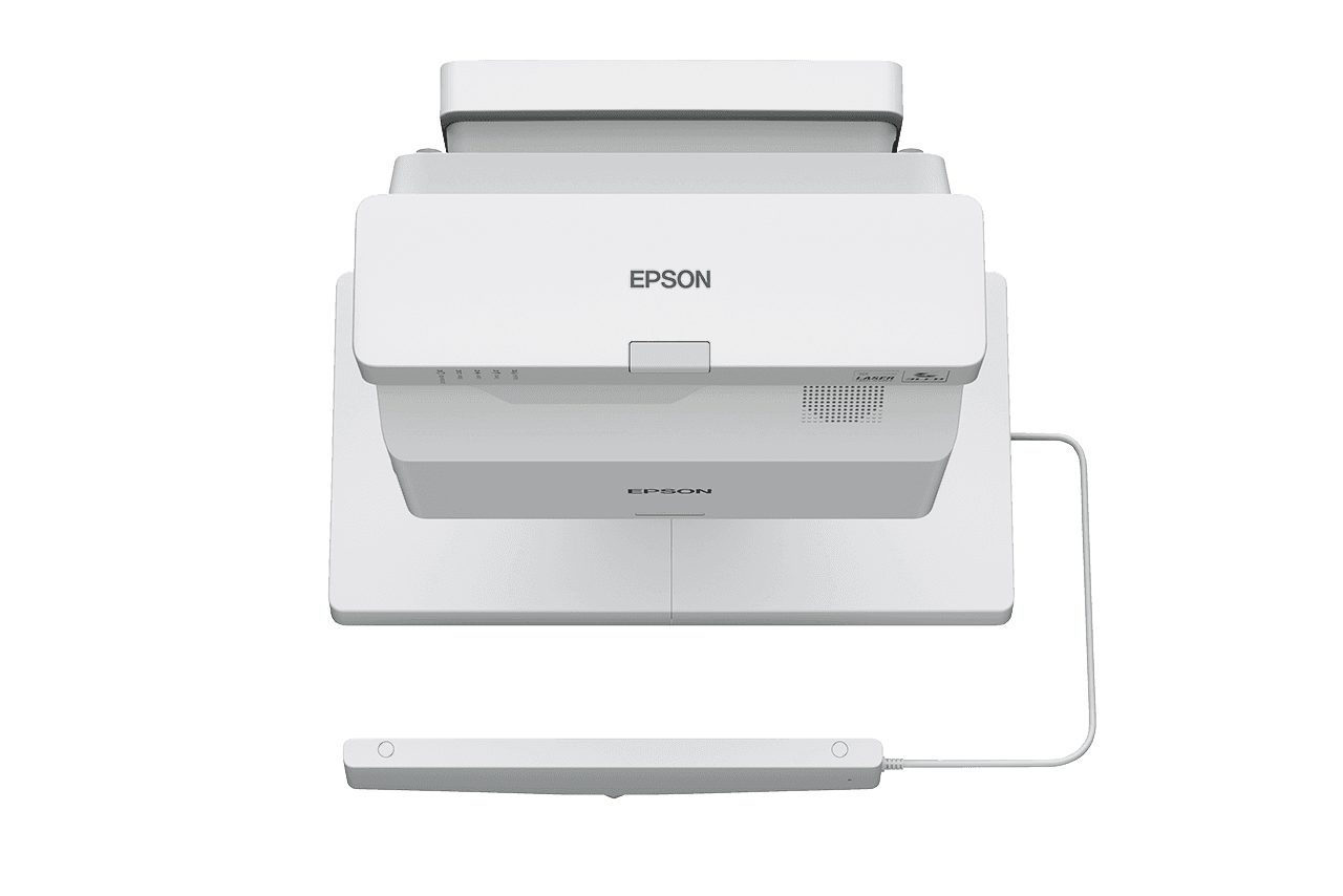 Proiector Epson interactiv WXGA 3LCD EB-760WI, Laser, lamp-free, Ultra- Short, Luminozitate: 4100 lumeni, dimensiune ecran : 68-100", interactivitate dual pen, Aspect Ratio: 16:10, 4:3, 16:9, durata de viata laser: 20,000 ore, montare: perete, birou, Rezolutie: 1280x800, Contrast: 2,500,000:1