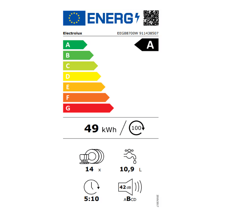 Mașină de spălat vase încorporabilă EEG88700W GlassCare 60 cm 14 seturi Inverter BLDC clasă A — miniatură