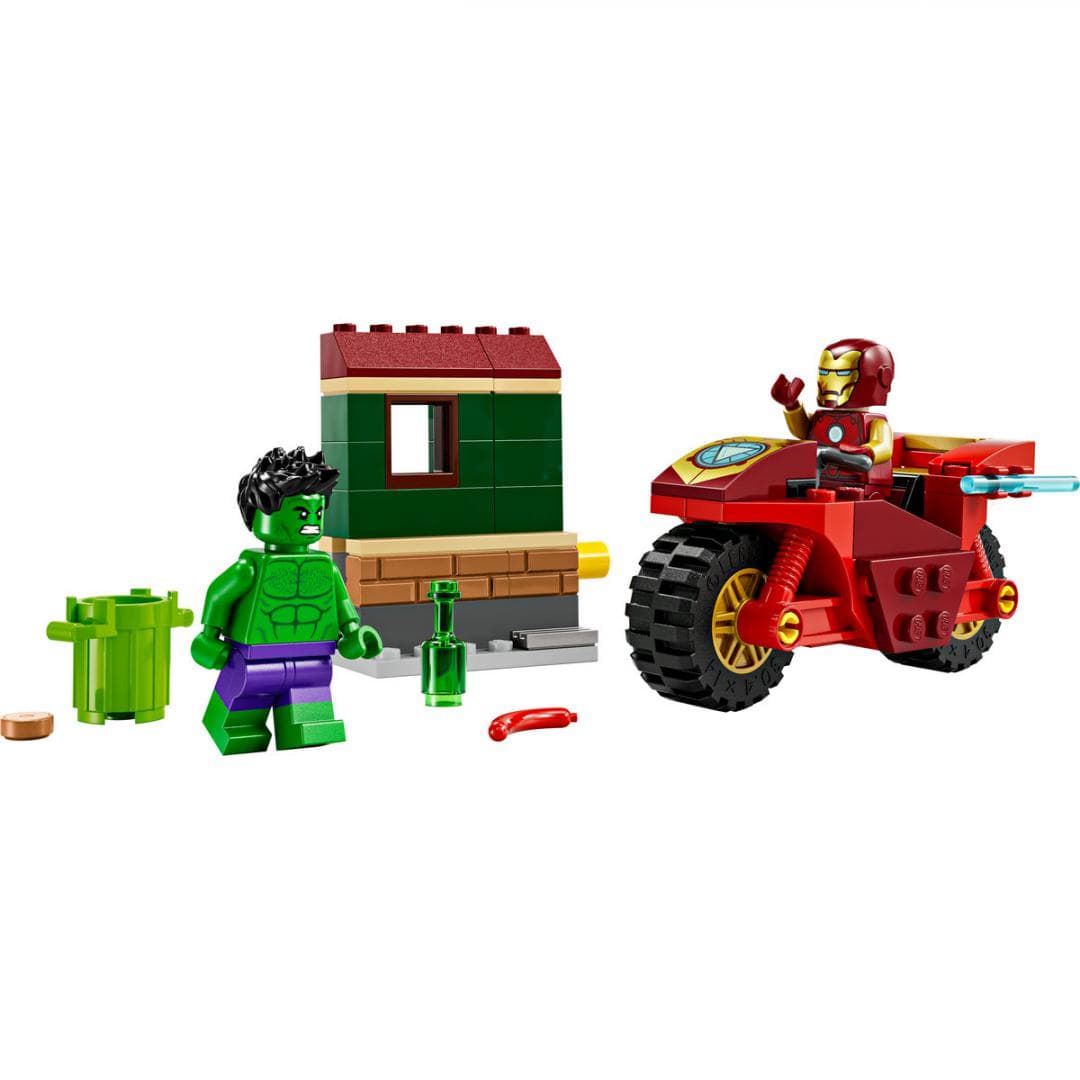 IRON MAN CU MOTOCICLETA SI HULK, LEGO 76287 — miniatură
