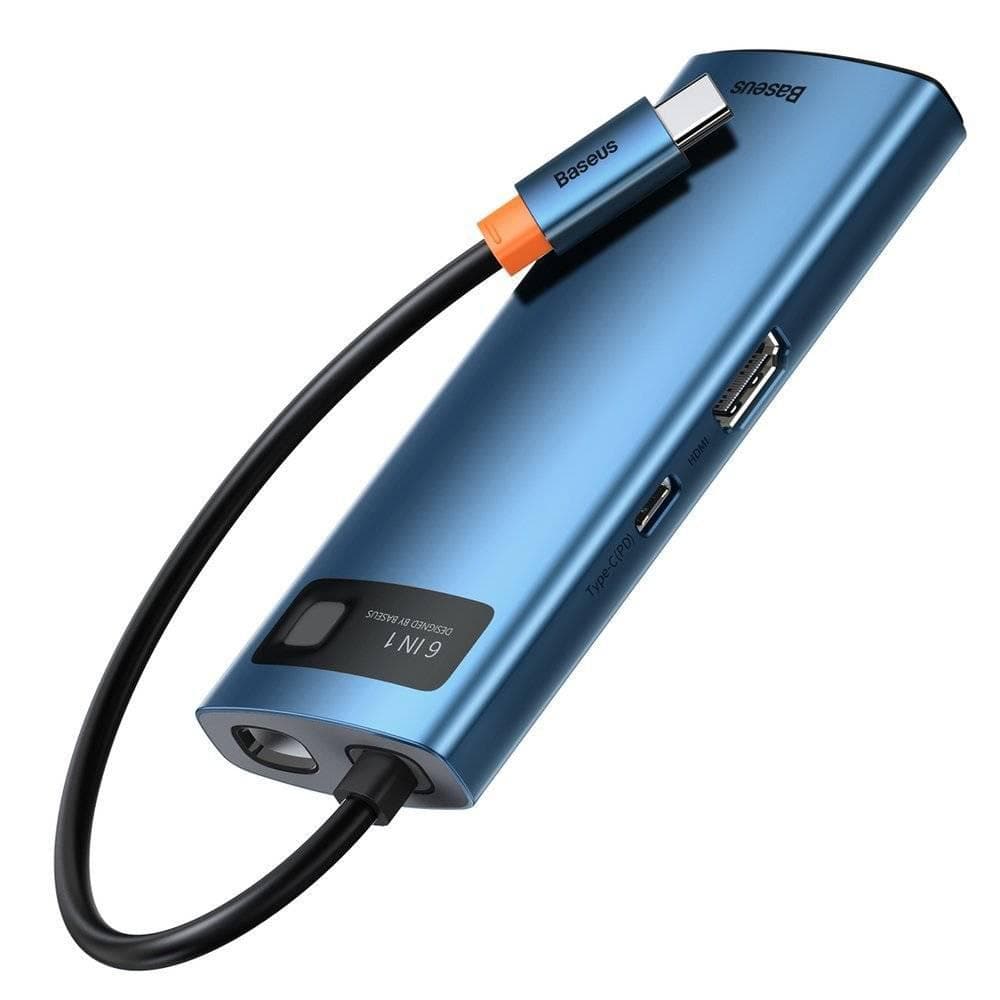 Docking station BASEUS Metal Gleam, USB Type-C, 100W, Gri — miniatură