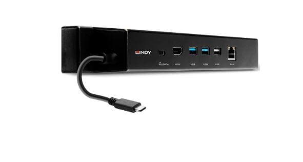 Hub USB LINDY USB 3.2 Gen 2 Type C Docking Station, USB-C, 5 porturi, HDMI, RJ-45, Negru