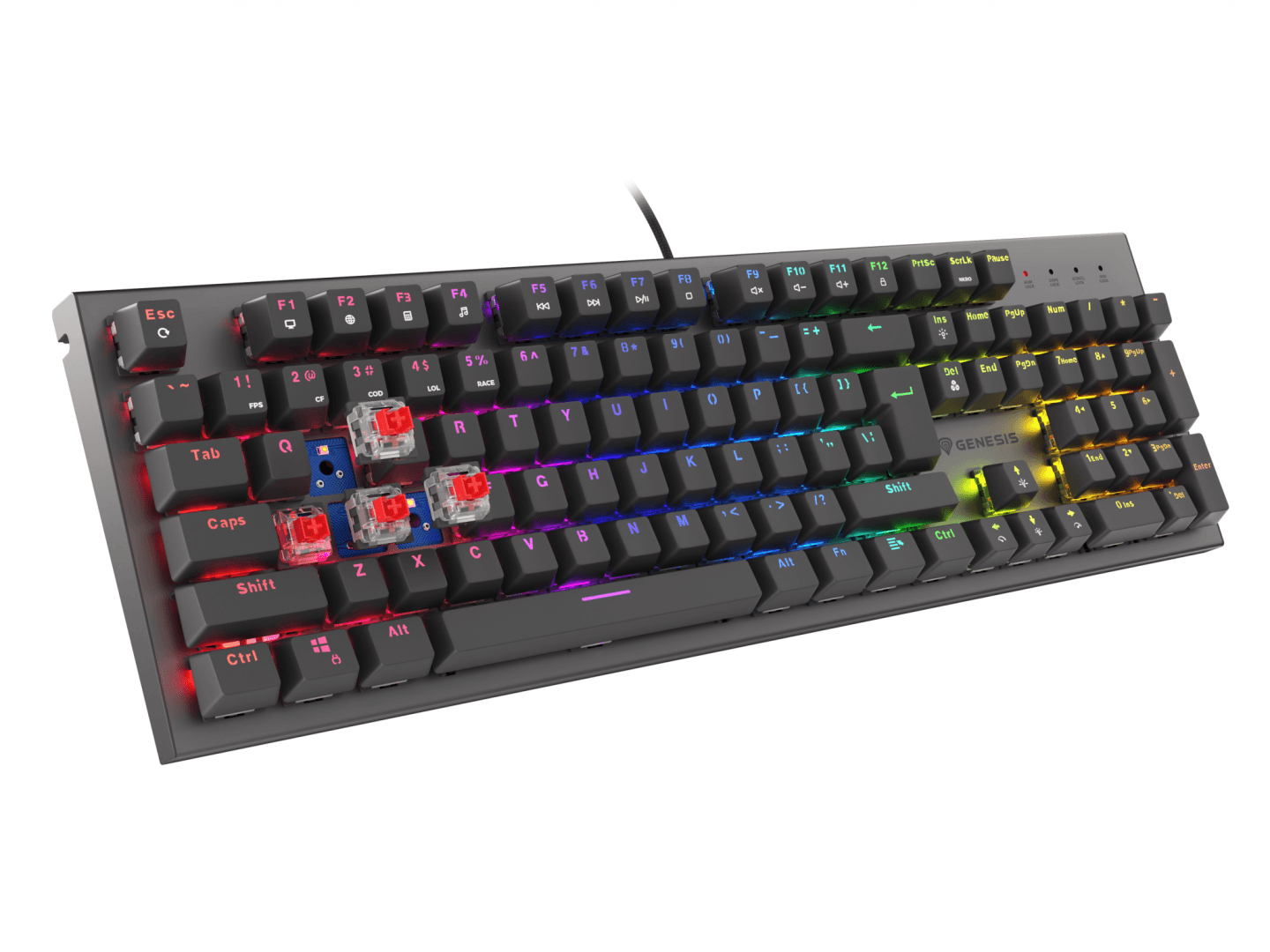 Tastatura Mecanica Gaming Genesis Thor 303, RGB, USB, negru — miniatură
