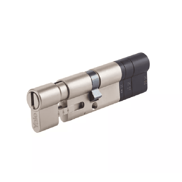 Cilindrul ajustabil Yale Linus, cu 6 pini, 2 chei incluse;05/501000/SN; Standard: EN13030 Cod clasificare: 61-B-C5A Numar pini:6 Rezistenta: anti-pick, anti-gaurire, anti-lovire, anti-smulgere (7kN) Lungime interioara: min. 30 mm - max. 65 mm