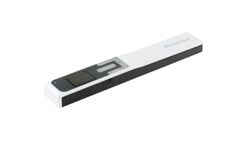 Scanner portabil IRIScan Book 5, dimensiune maxima documente scanate A4 (latime) pana la 120cm, rezolutie scanare:300/600/1200 dpi, viteza de scanare: 1 secunda pentru documentele alb-negru/2 secunde pentru documentele color, scaneaza documentele direct in cardul microSD (inclus), ecran color 1.5"