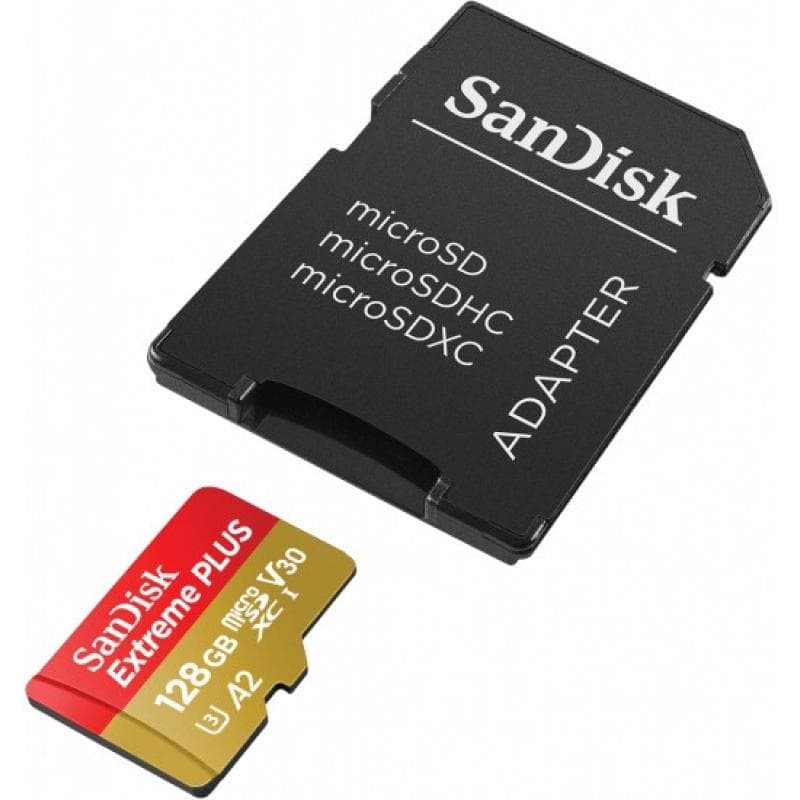 Card de Memorie MicroSDXC SanDisk Extreme PLUS, 128GB, Clasa 10, R/W speed: up to 100MB/s/ 90MB/s, include adaptor SD (pentru telefon) — miniatură
