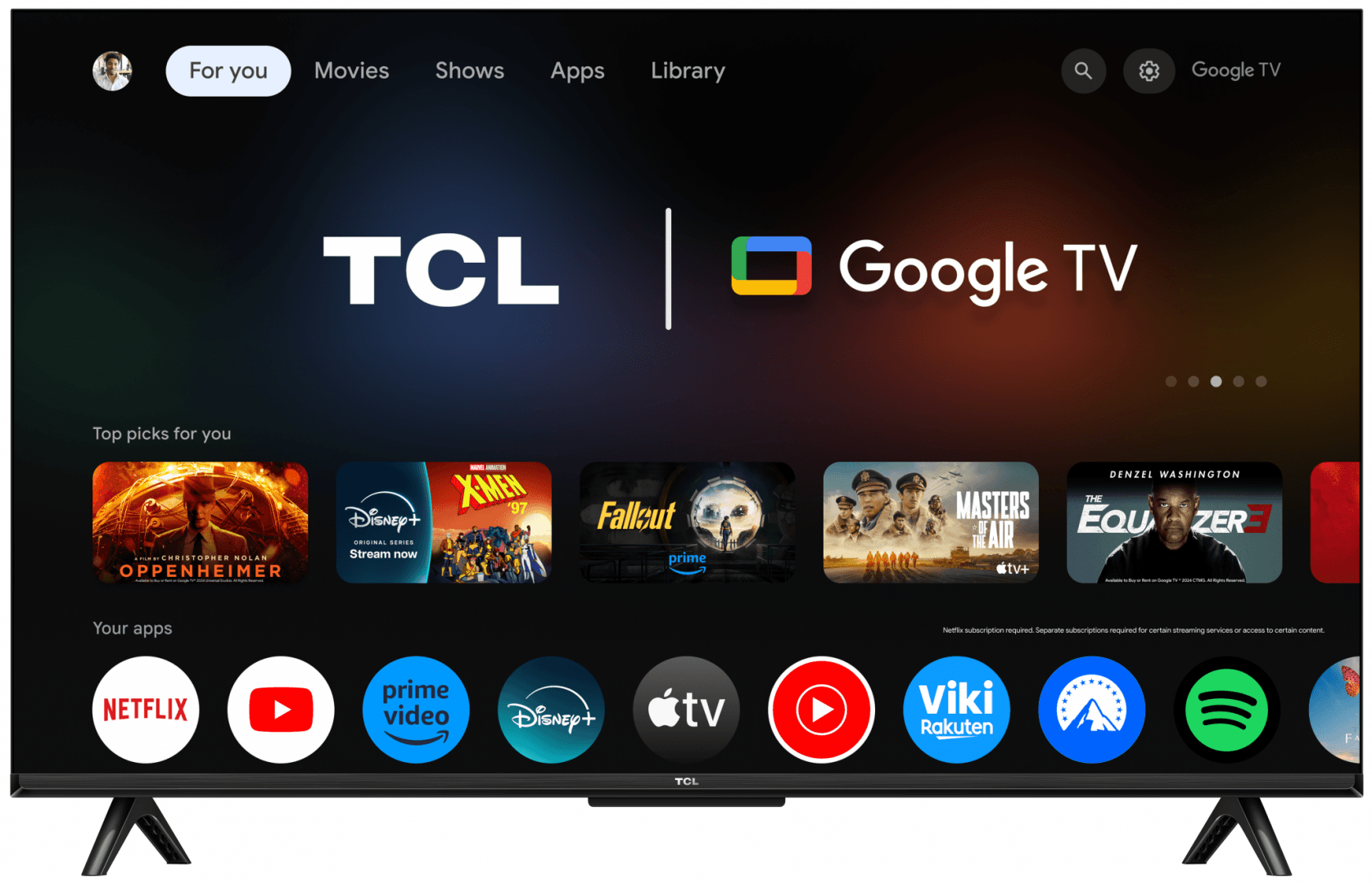 Televizor LED TCL 43P61K, 109 cm, 4K, Smart Google TV — miniatură