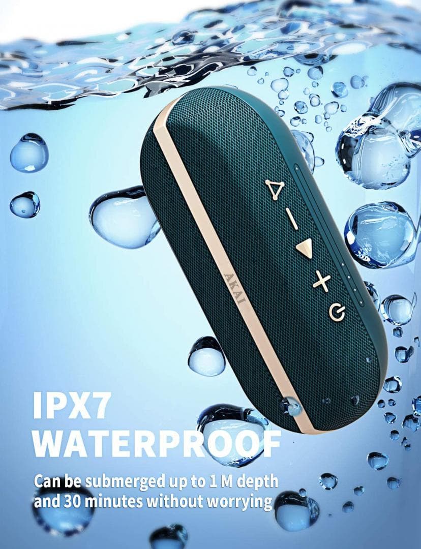 Boxa portabila Akai ABTSW-30R, 20w, Bluetooth 5.0, functie hands free, capacitate baterie 4400mAh, autonomie de pana la 12 de ore, waterproof, albastru — miniatură