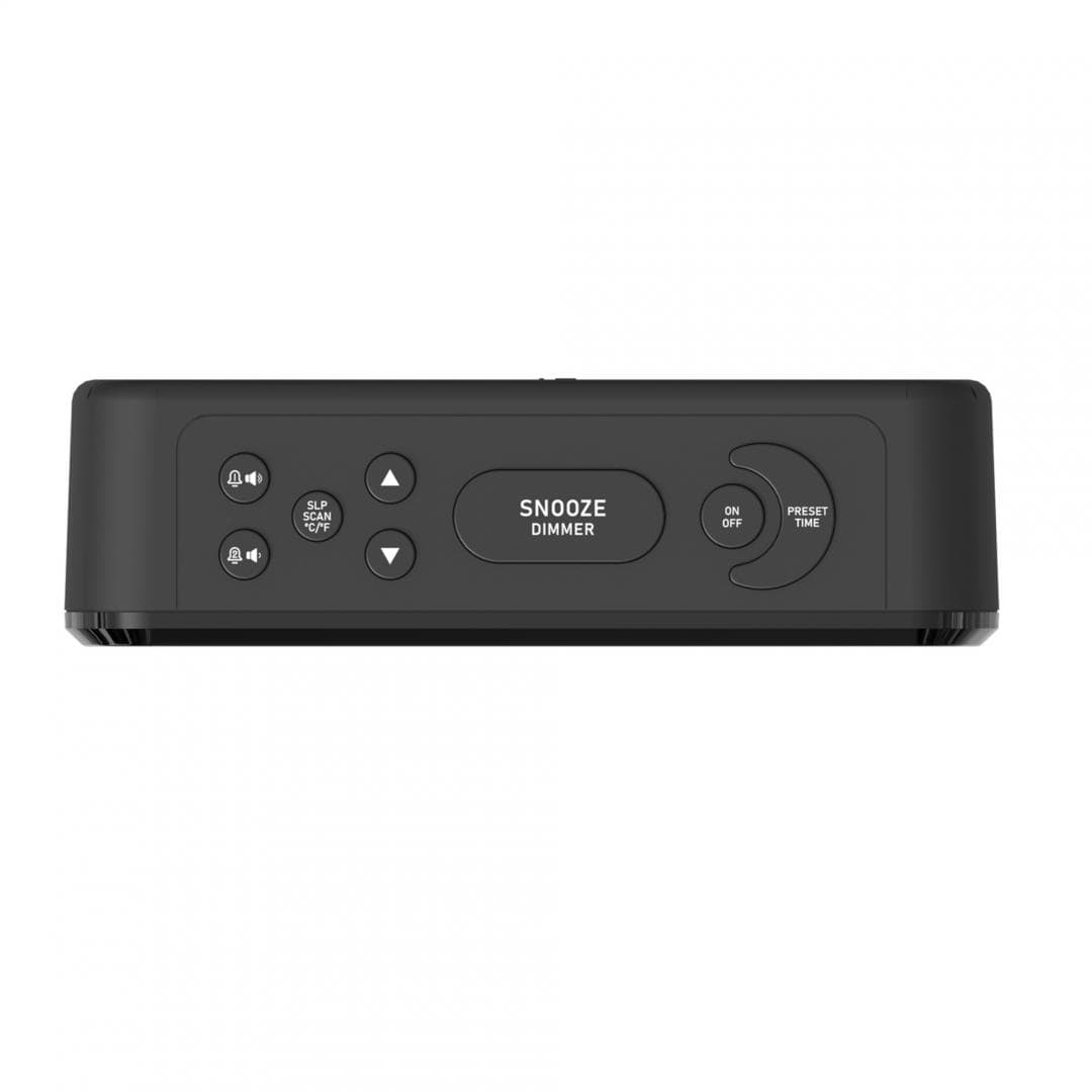 Radio ceas digitla Akai cu afisare temperatura si umiditate, putere de ieșire: 0,5-0,6 W, sensibilitate 14-16dB, afișaj LED de 1,5", negru — miniatură