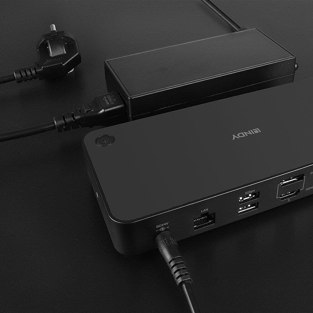 Docking station LINDY DST-Pro Universal, USB Type-C, 100W, Negru — miniatură