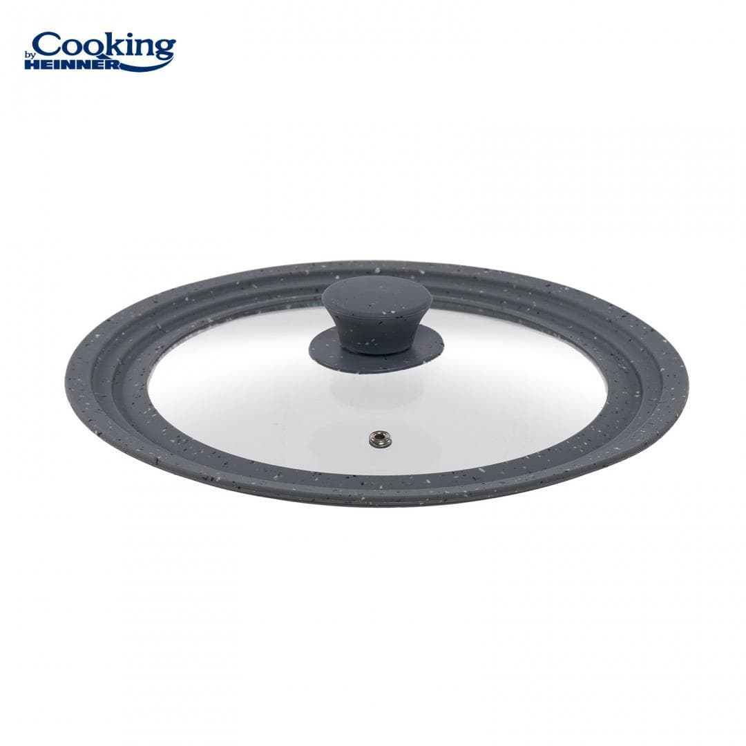 CAPAC STICLA CU MARGINE DIN SILICON AJUSTABILA PE 3 DIMENSIUNI 22/24/26 CM. GRI, COOKING BY HEINNER
