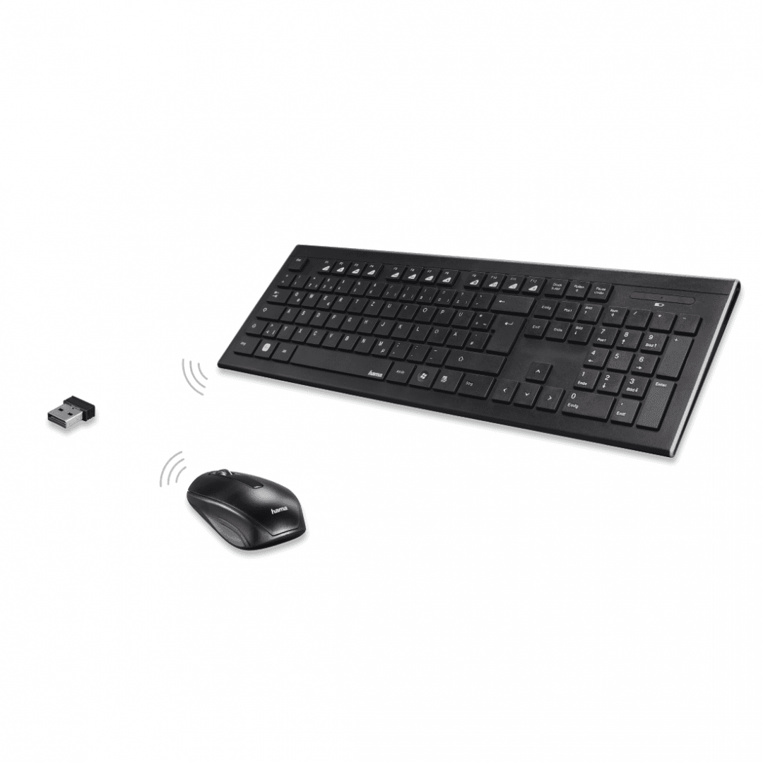 Kit Wireless tastatura si mouse HAMA Cortino, taste numerice, negru — miniatură