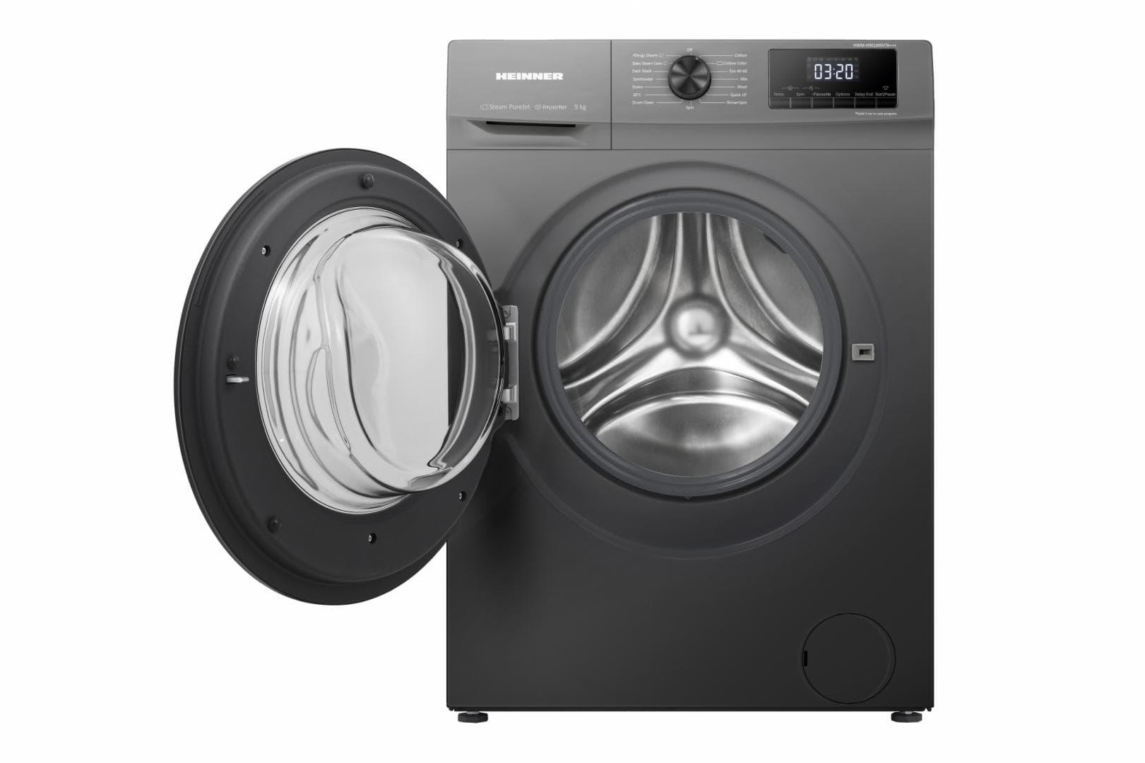 Masina de spalat rufe HEINNER HWM-H9014INVTA+++, 9 kg, 1400 rpm, Clasa: A, Gri Titanium — miniatură