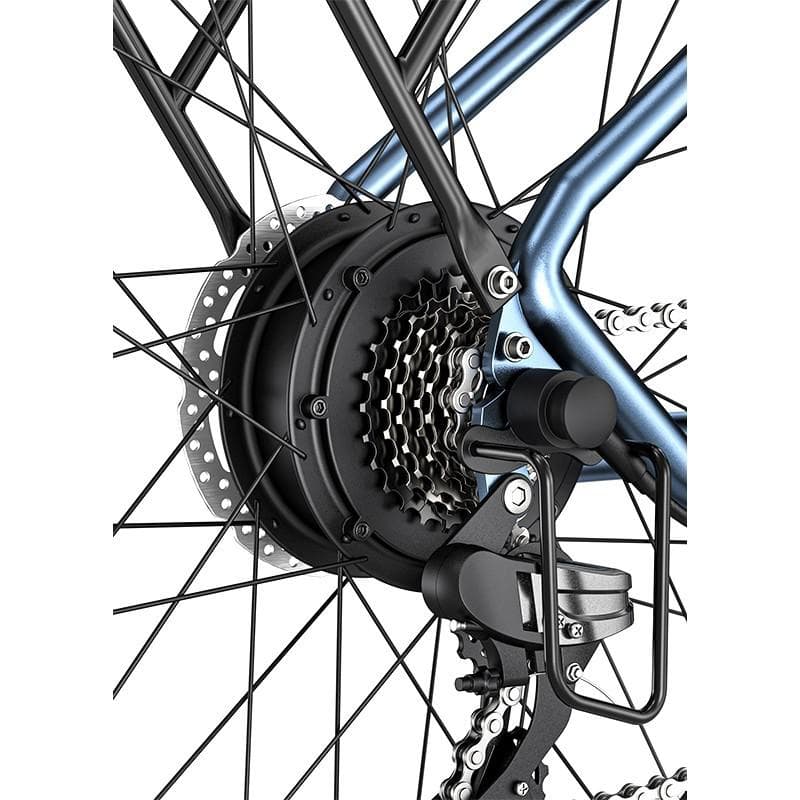 Bicicleta electrica Ulzomo Metro 26 E-bike, 250W, 36V 17Ah, autonomie 100km, viteza maxima 25km/h, Blue, 26'' — miniatură