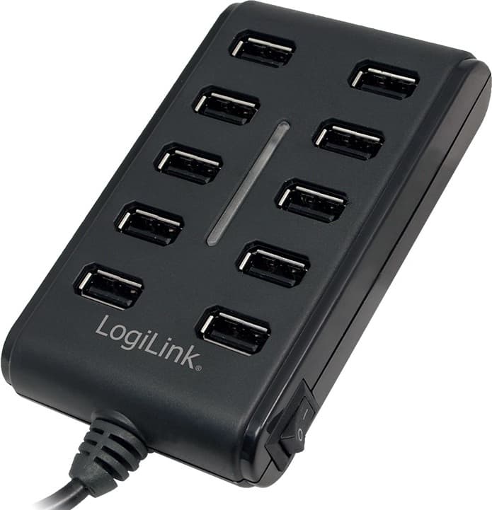 HUB extern LOGILINK, porturi USB: USB 2.0 x 10, conectare prin USB 2.0, alimentare retea 220 V, cablu 0.6 m, negru, "UA0125"