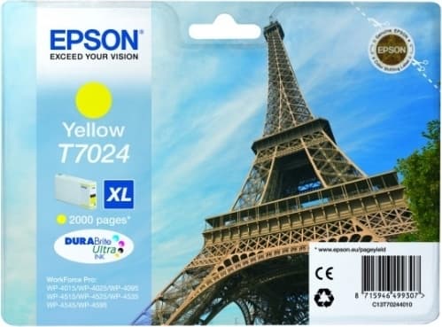 Cartus Cerneala Original Epson Yellow, T7024, pentru WP4000|4500, "C13T70244010"