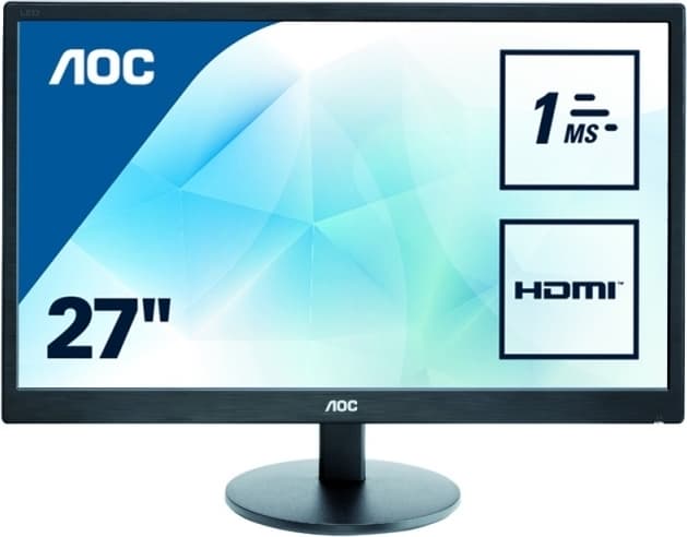 MONITOR AOC 27" gaming, TN, Full HD (1920 x 1080), Wide, 300 cd/mp, 2 ms, VGA, DVI, HDMI, "E2770SH" — miniatură