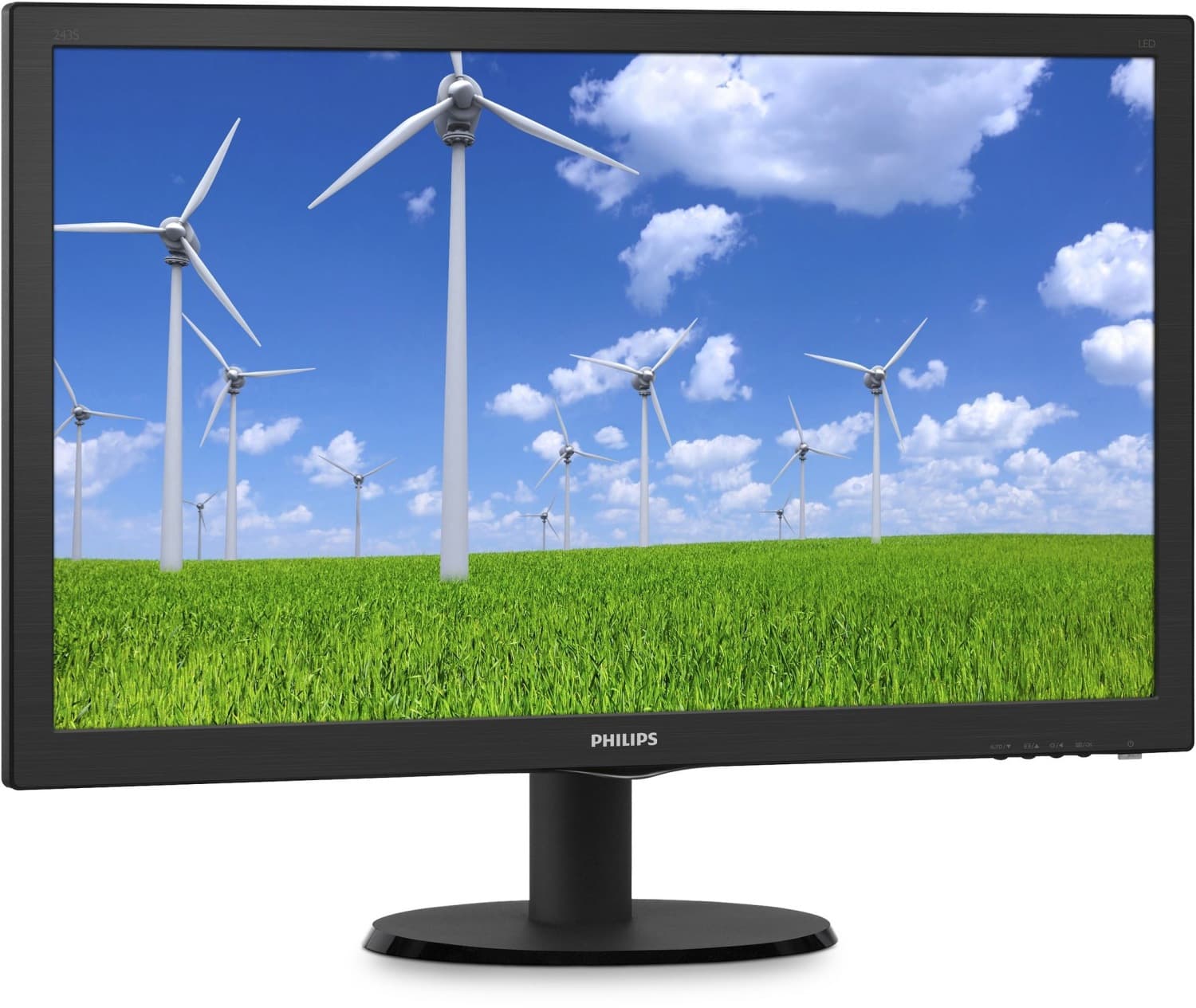 MONITOR PHILIPS 23.6", home, office, TN, Full HD (1920 x 1080), Wide, 250 cd/mp, 5 ms, VGA, DVI, "243S5LSB5/00" — miniatură