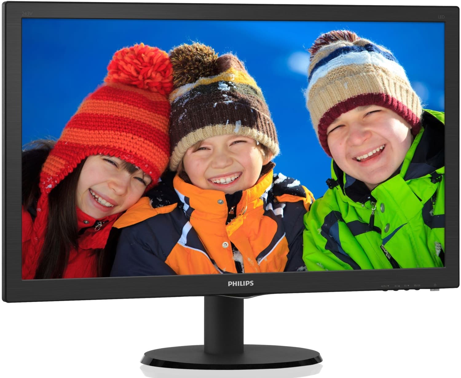 MONITOR PHILIPS 23.6", home, office, TN, Full HD (1920 x 1080), Wide, 250 cd/mp, 1 ms, VGA, DVI, HDMI, "243V5LHAB5/00" — miniatură