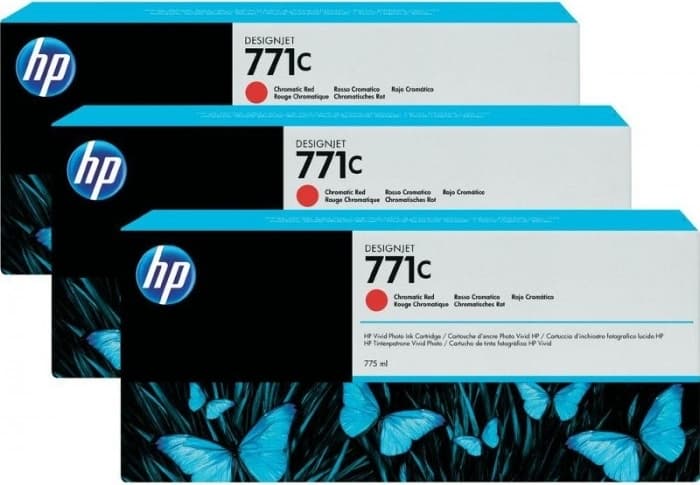 Tri-Pack Original HP Red Chromatic, nr.771C, pentru DesignJet Z6200, "B6Y32A"