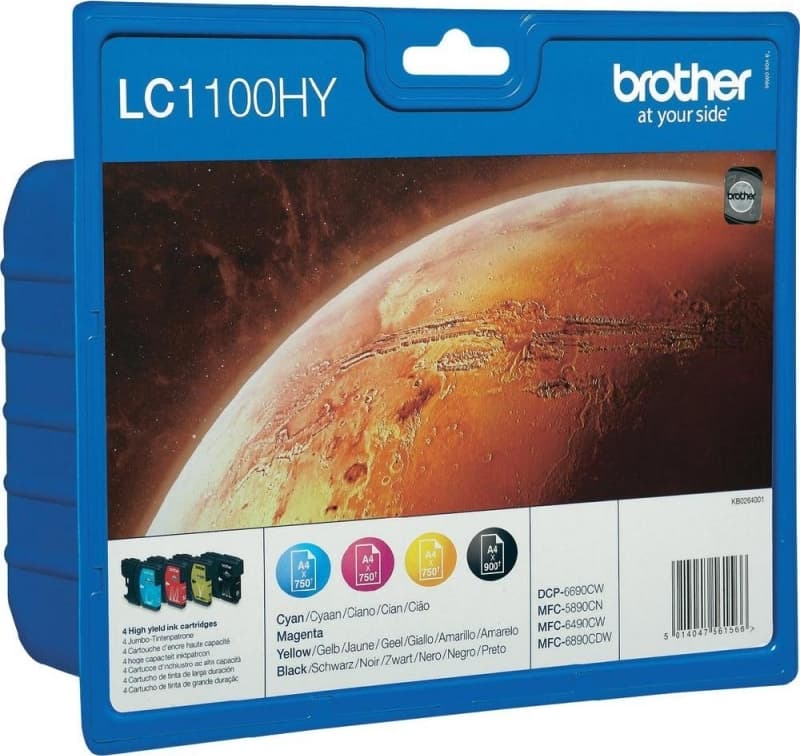 Combo-Pack Original Brother CMYK, LC1100HYVALBP, pentru DCP-6690|MFC-5895|MFC-6490|MFC-6890, 1 x 4503x325, "LC1100HYVALBP"