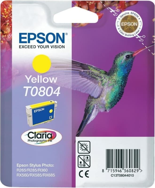 Cartus Cerneala Original Epson Yellow, T0804, pentru Stylus Photo R265|360|RX562, "C13T08044011"(RAPO)