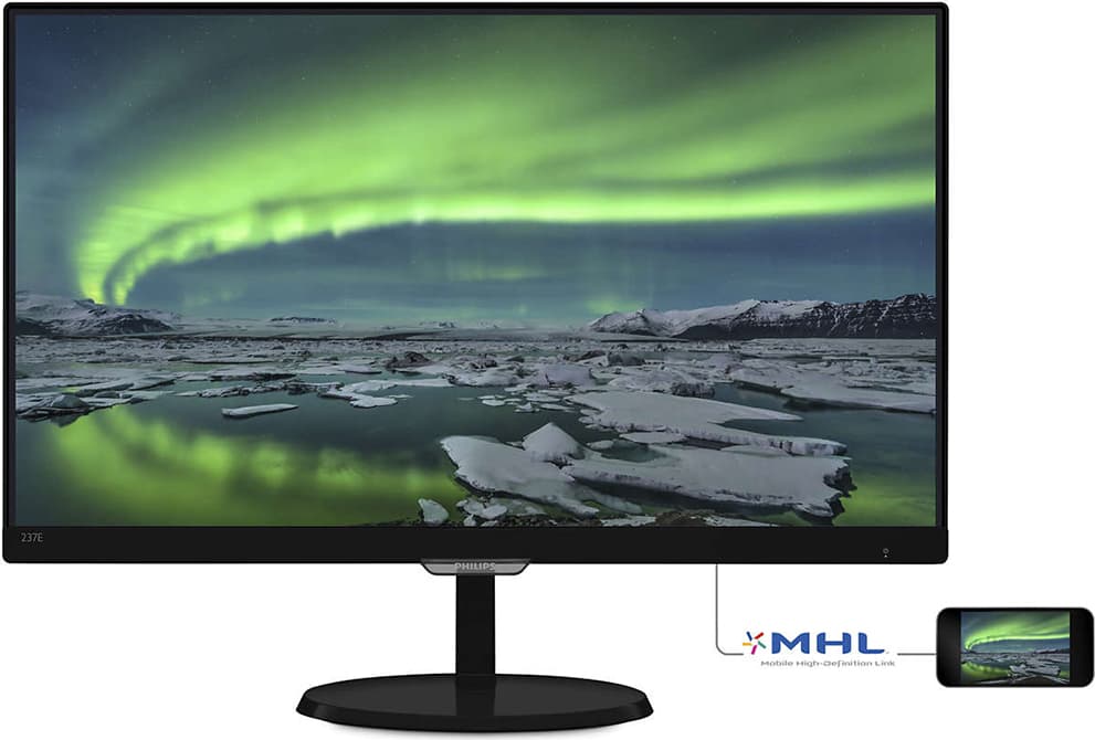 MONITOR PHILIPS 23", home, office, IPS, Full HD (1920 x 1080), Wide, 250 cd/mp, 5 ms, VGA, DVI, MHL-HDMI, "237E7QDSB/00" — miniatură