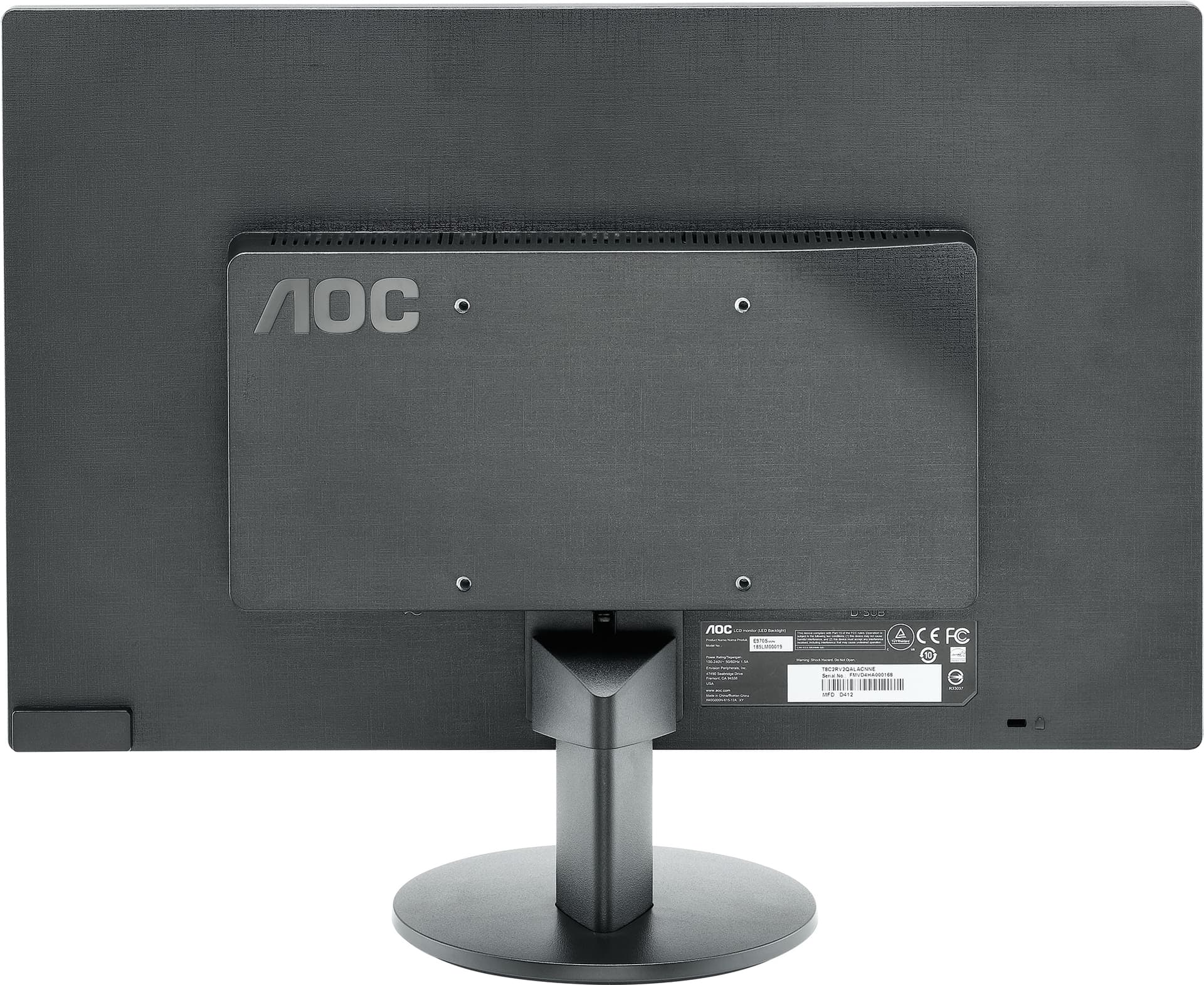 MONITOR AOC 18.5", home, office, TN, HD (FWXGA) (1366 x 768), Wide, 200 cd/mp, 5 ms, VGA, "E970SWN" — miniatură