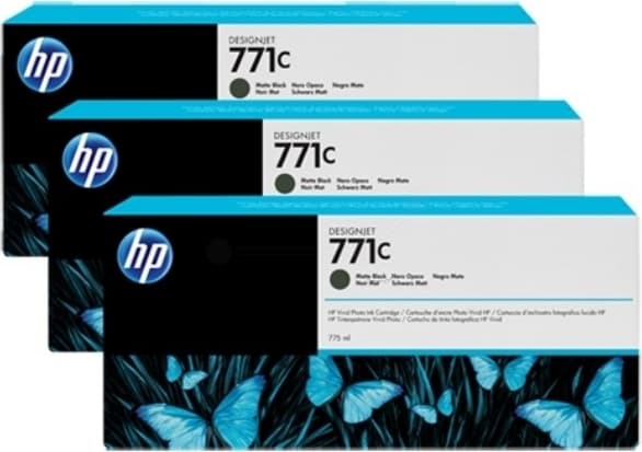 Tri-Pack Original HP Matte Black, nr.771C, pentru DesignJet Z6200, "B6Y31A"