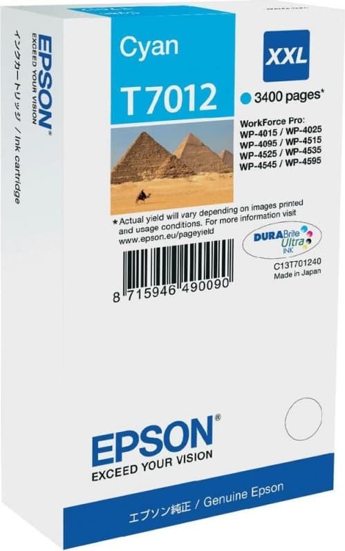 Cartus Cerneala Original Epson Cyan, T7012, pentru WP4000|4500, "C13T70124010"(RAPO)