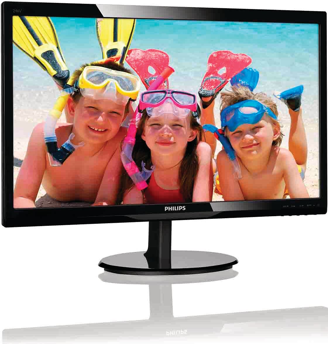 MONITOR PHILIPS 24", home, office, TN, Full HD (1920 x 1080), Wide, 250 cd/mp, 5 ms, VGA, DVI, "246V5LSB/00" — miniatură