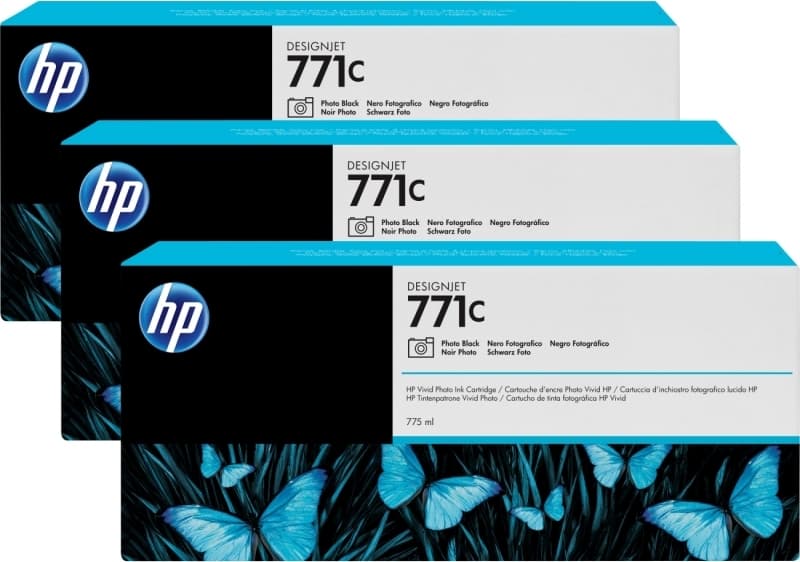 Tri-Pack Original HP Light Cyan, nr.771C, pentru DesignJet Z6200, "B6Y36A"