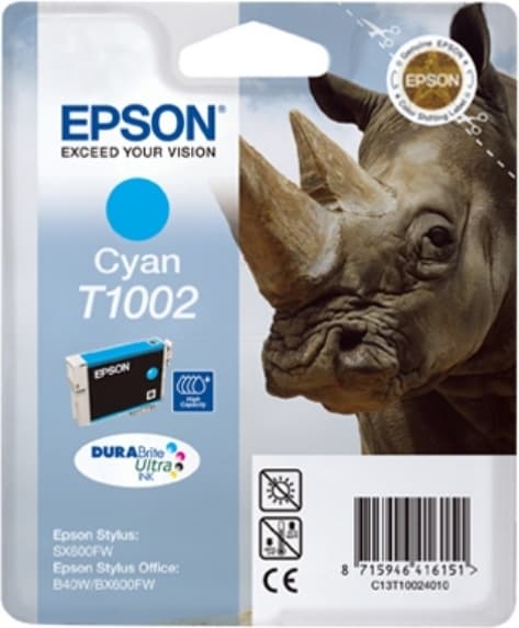Cartus Cerneala Original Epson Cyan, T1002, pentru B40W|BX600|610FW, "C13T10024010"